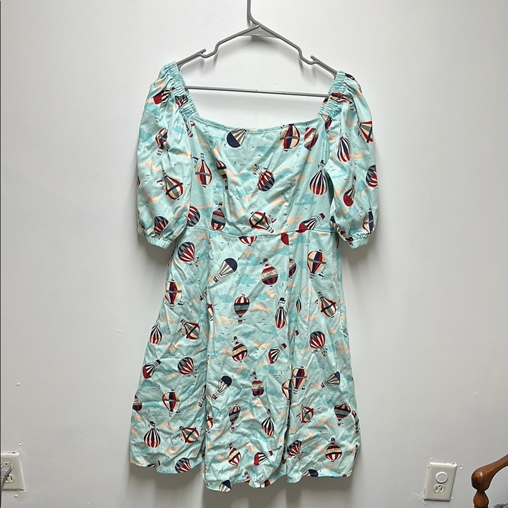 Hot air Balloon Print Dress in Light Blue Royal monk